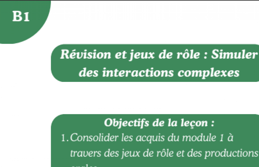 B1.10 Révision et jeux de rôle : Simuler des interactions complexes